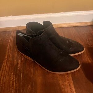 Black Ankle Boots with Suede Finish and Slip-On Design